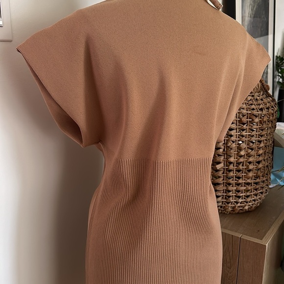 NWT Anthropologie Mock Neck Tan Mini Dress XL - Picture 12 of 16
